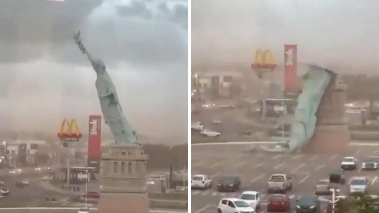 Statue of Liberty replica at Havan store in southern Brazil topples due ...