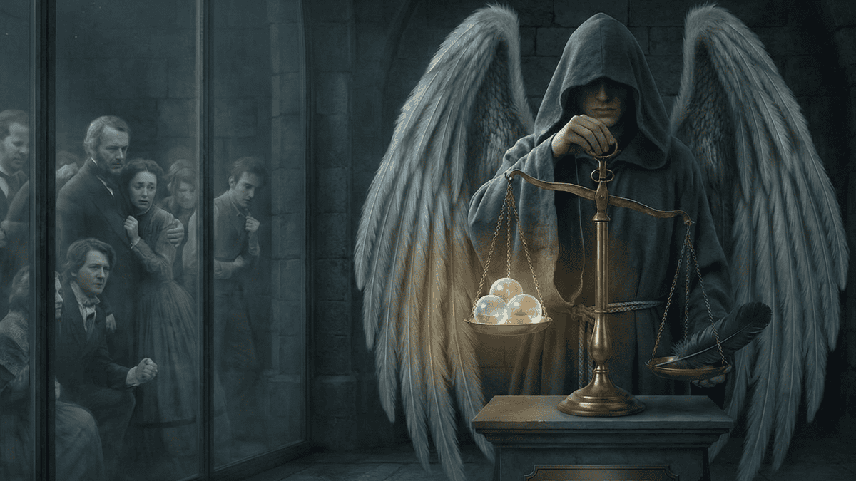 The angel Remiel who weighs the souls that refuse to die