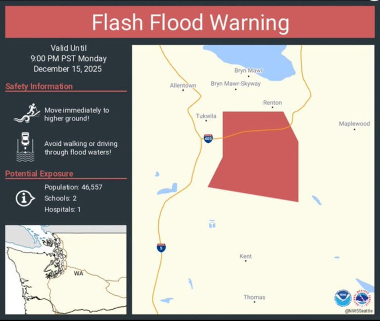 Washington flood evacuation maps as levee fails