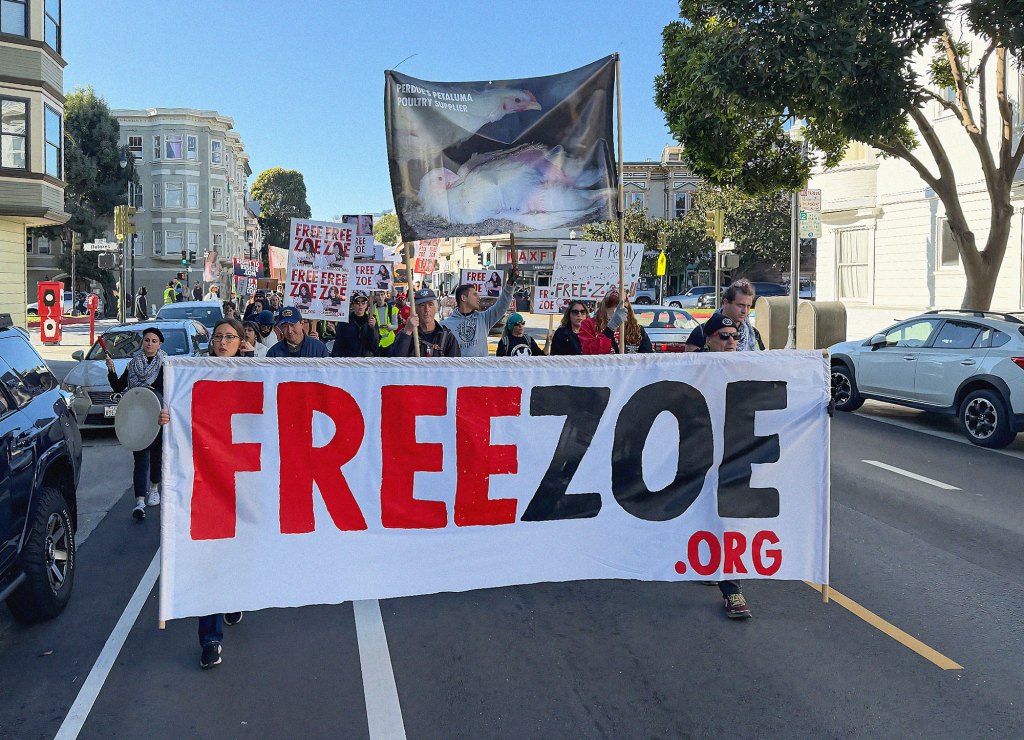 At SF rally, dozens demand that animal rights activist Zoe Rosenberg be ...