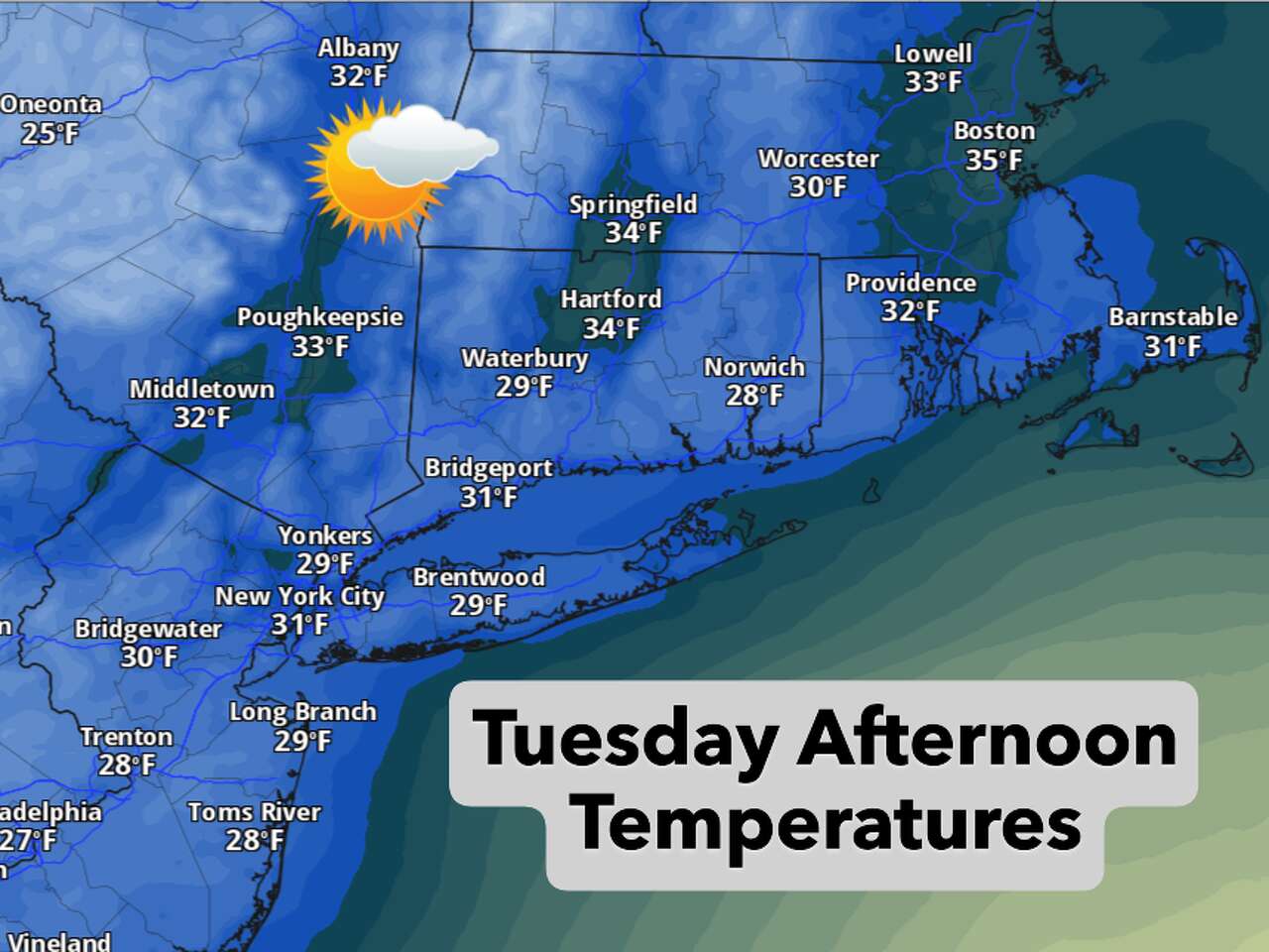 A bitter cold Tuesday before a warmup arrives in Connecticut. Here's ...
