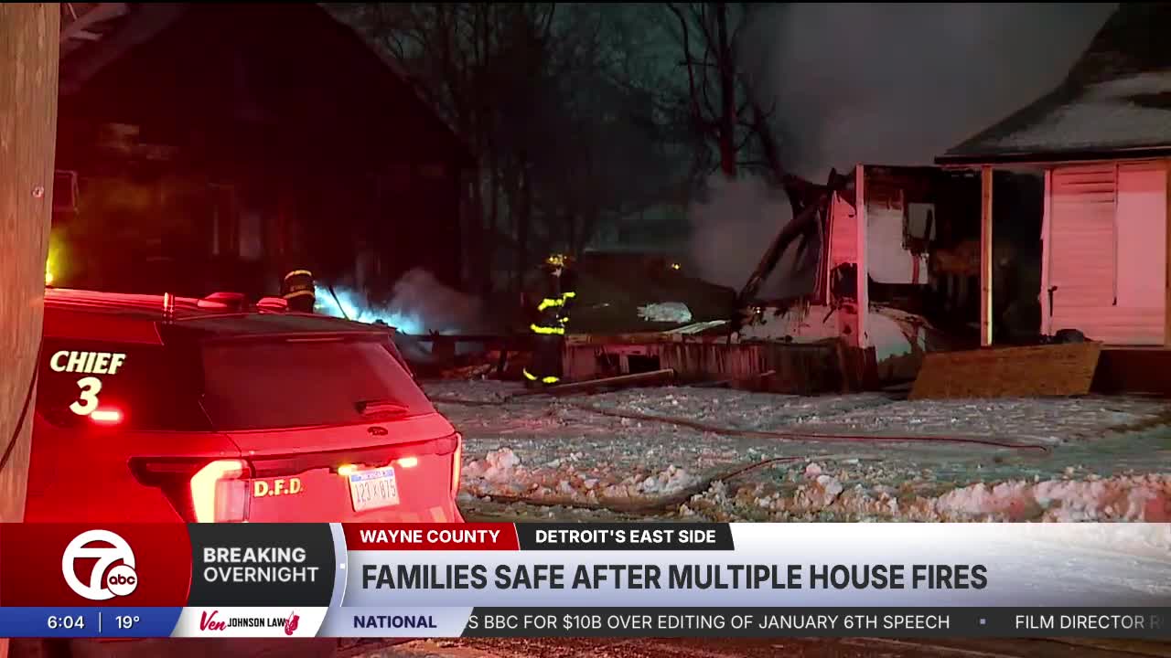 Multiple families displaced after overnight fires on Detroit's east side