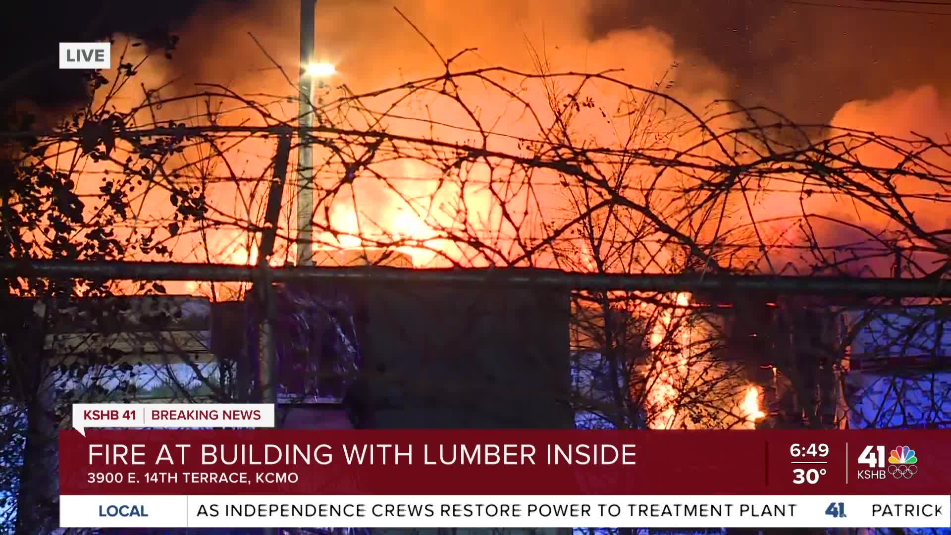 Kansas City firefighters battle blaze in lumberyard outbuilding