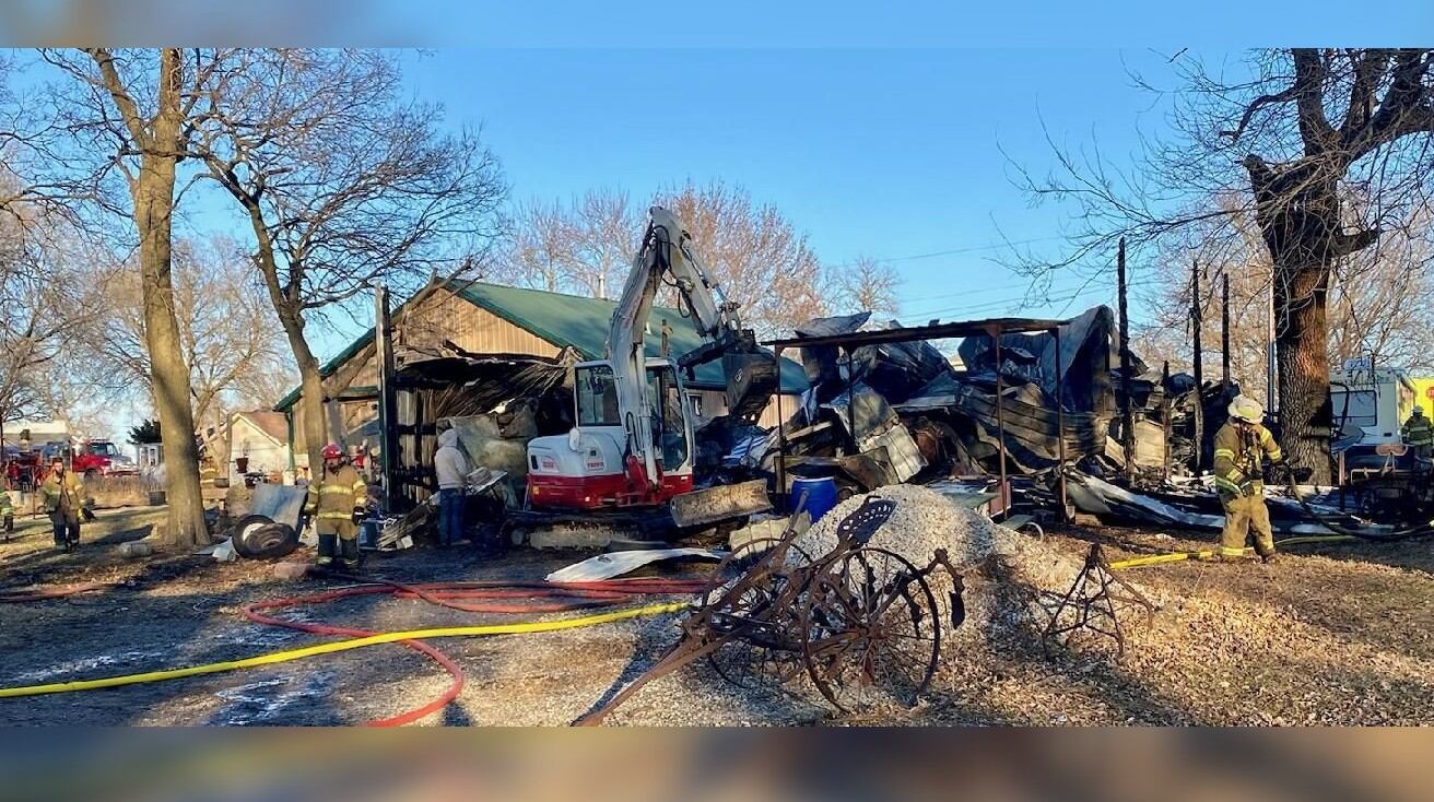 Outbuilding destroyed after fire in southeast Nebraska