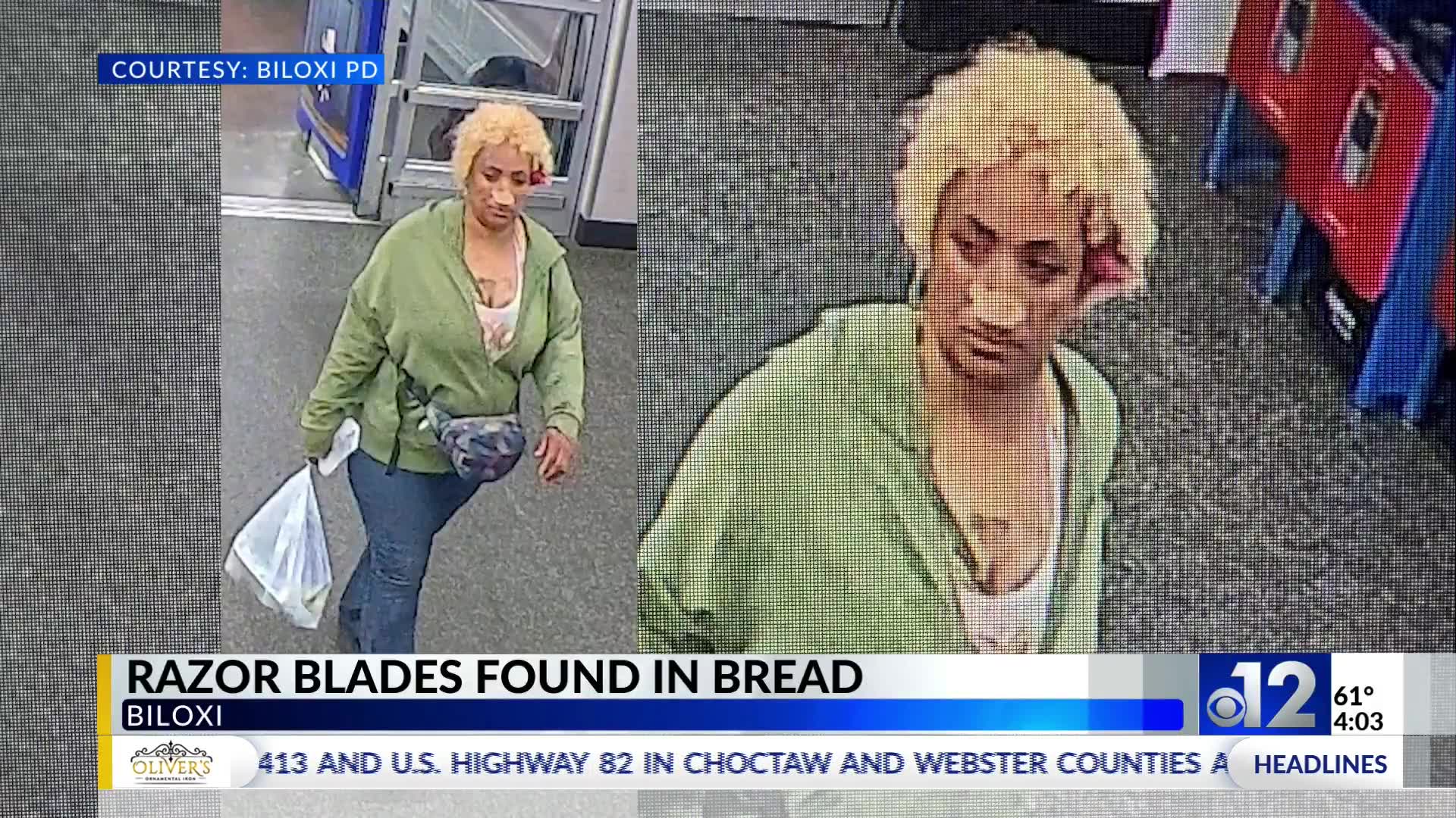 Razor blades found in bread at two Biloxi Walmart locations: police