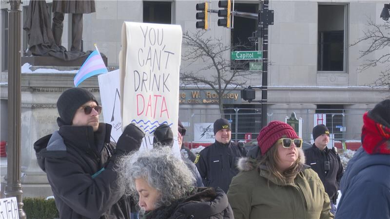 Residents protest data centers outside Michigan Capitol as debates rage on