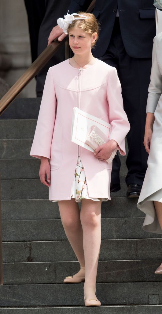 Lady Louise Windsor revives unique sugarplum pink coat for royal festive  lunch