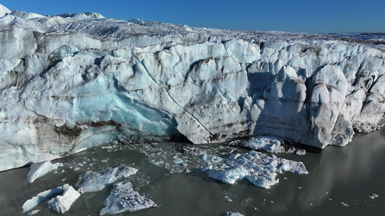 An aerial view of a glacier