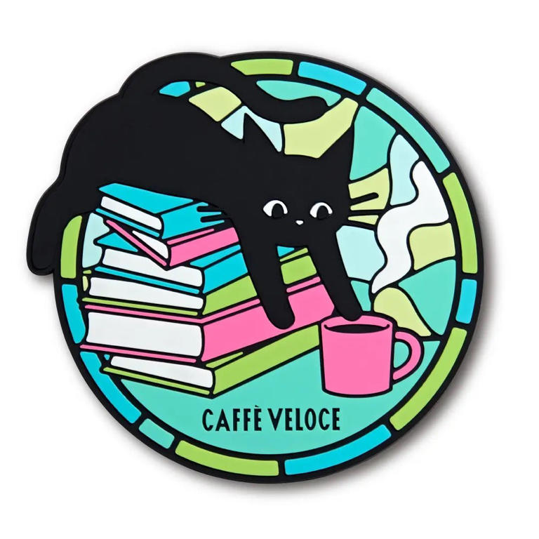 猫ちゃんがステンドグラスみたいで可愛い! オリジナル「黒猫コースター