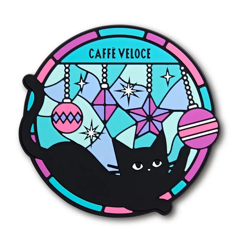 猫ちゃんがステンドグラスみたいで可愛い! オリジナル「黒猫コースター