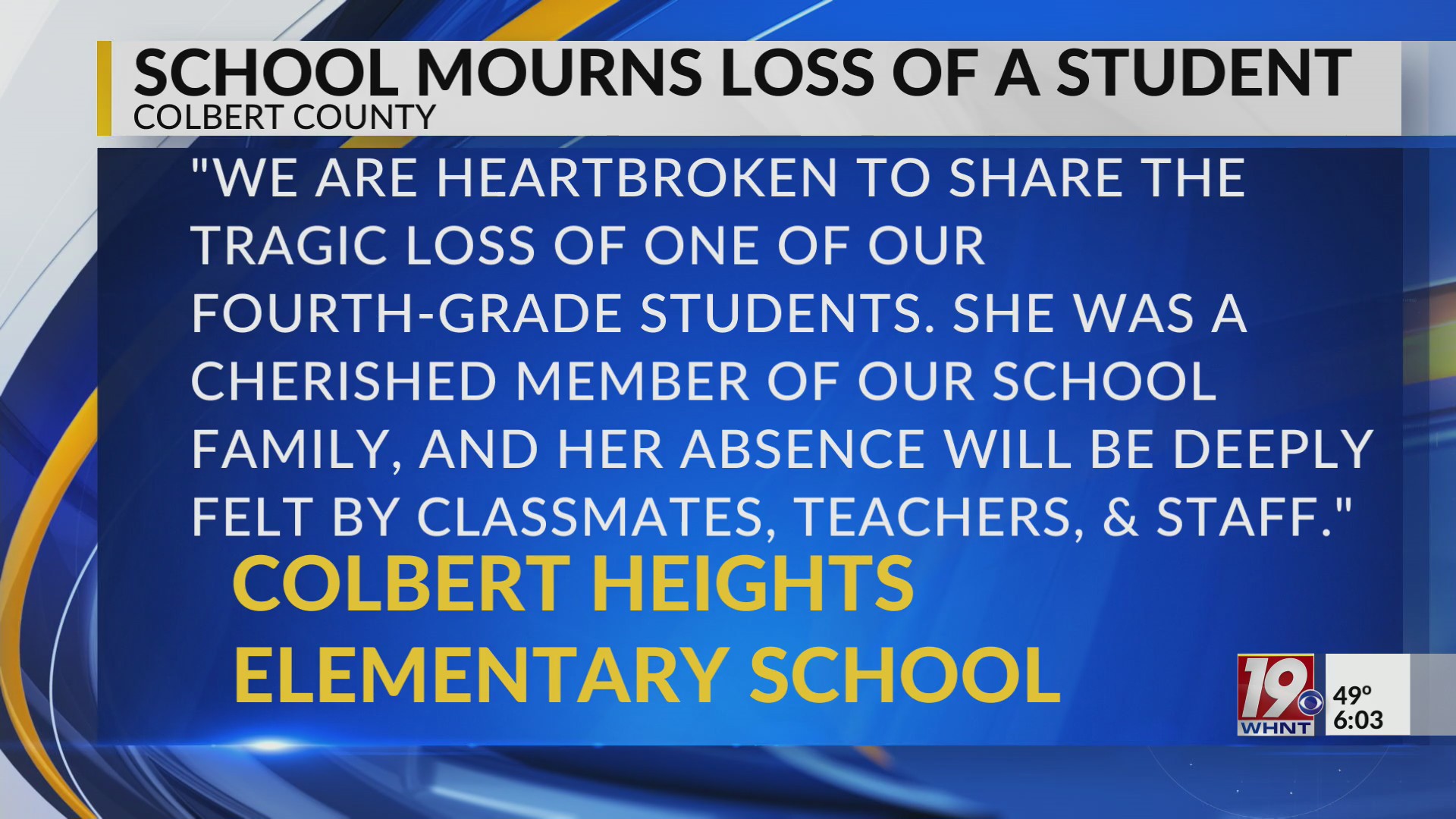 School mourns loss of student | Dec. 16, 2025 | News 19 at 6 p.m.