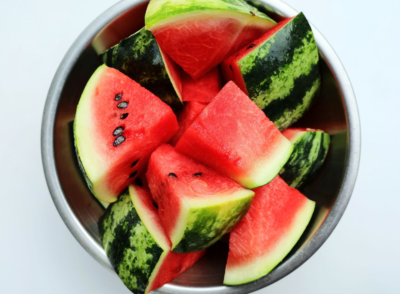 Watermelon fruit in bowl.