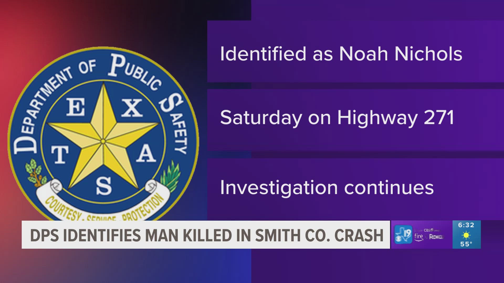 DPS identifies man killed in Smith County crash