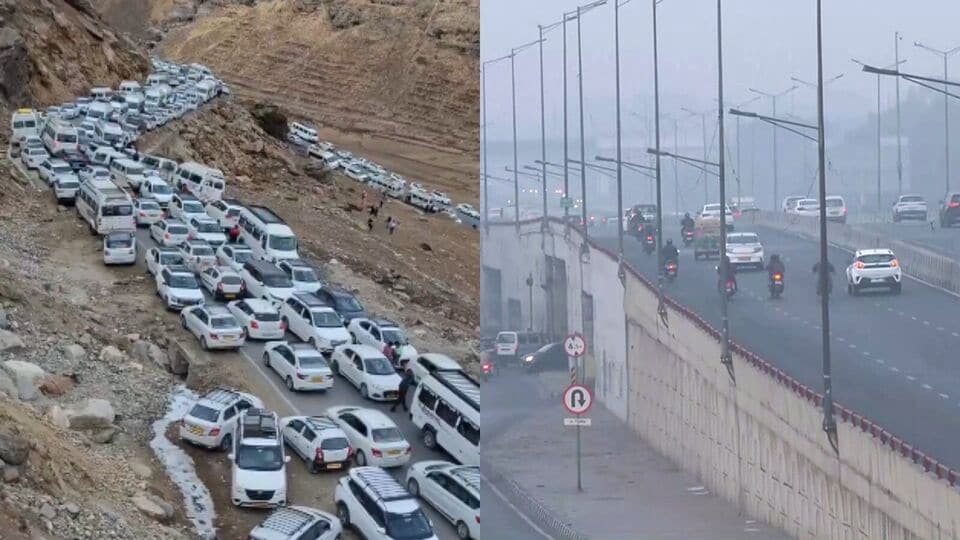 No snowfall yet cars block Rohtang Pass in viral video: 'Escape from ...
