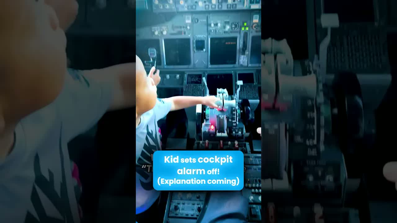 Kid triggers alarm in airplane cockpit!