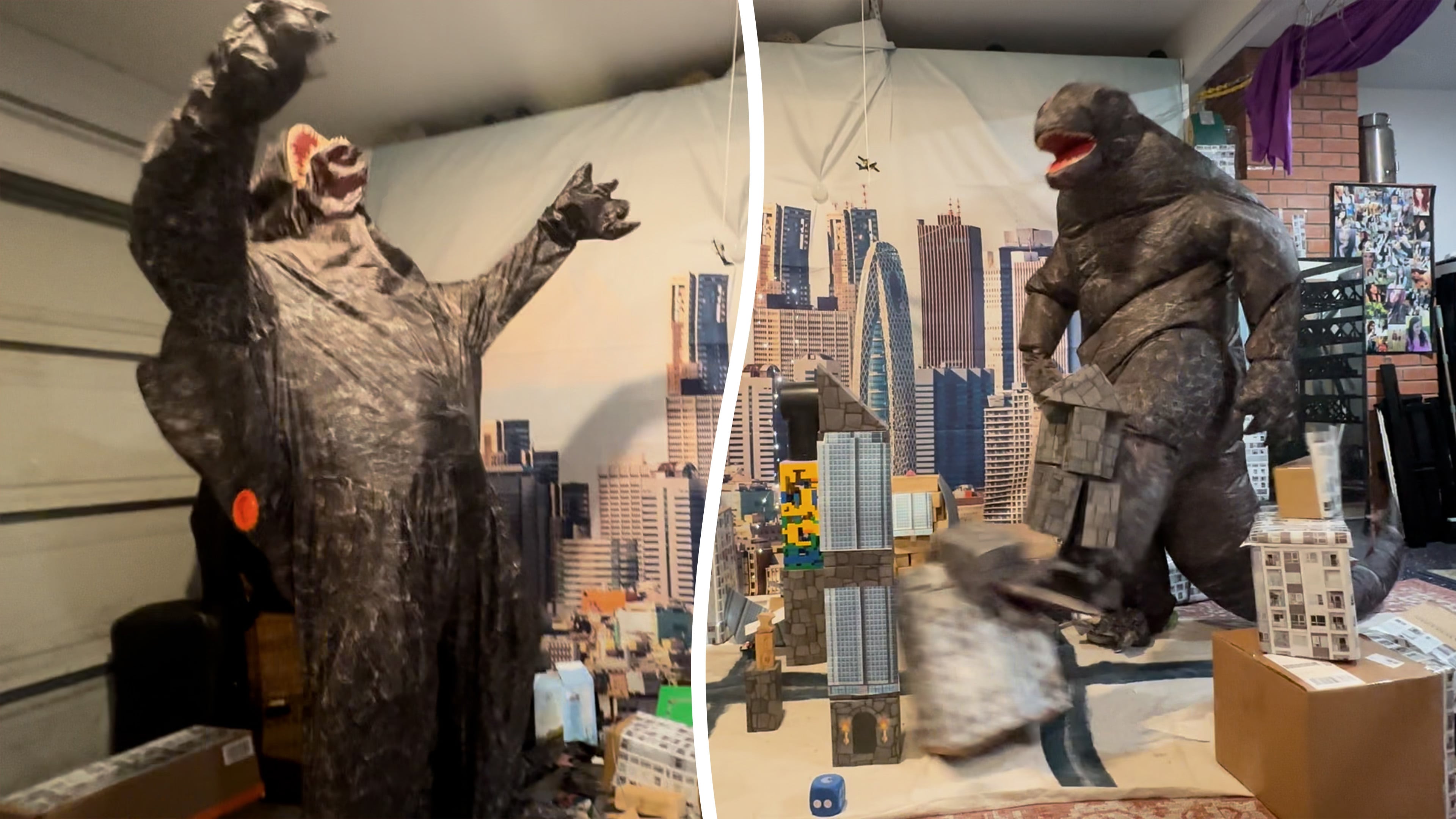 Family creates Godzilla-themed rage room for dad's birthday after a ...