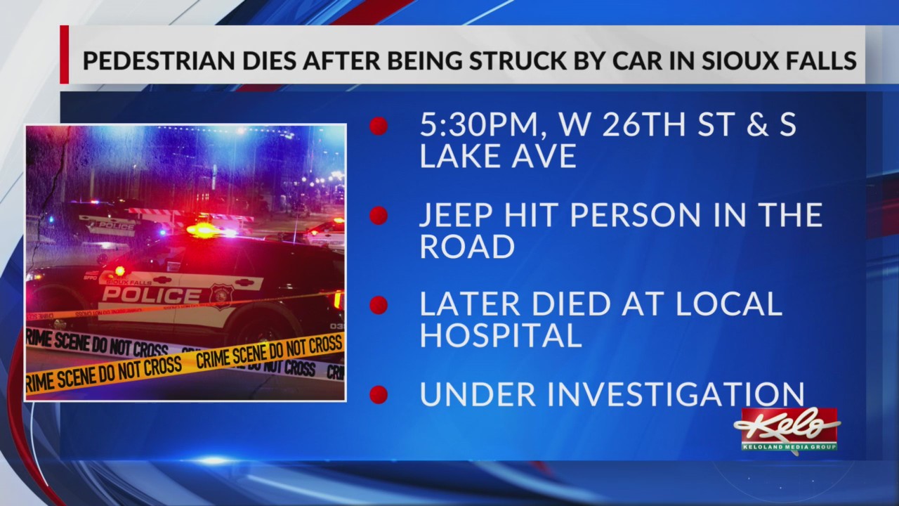 Pedestrian dies after being struck by car in Sioux Falls