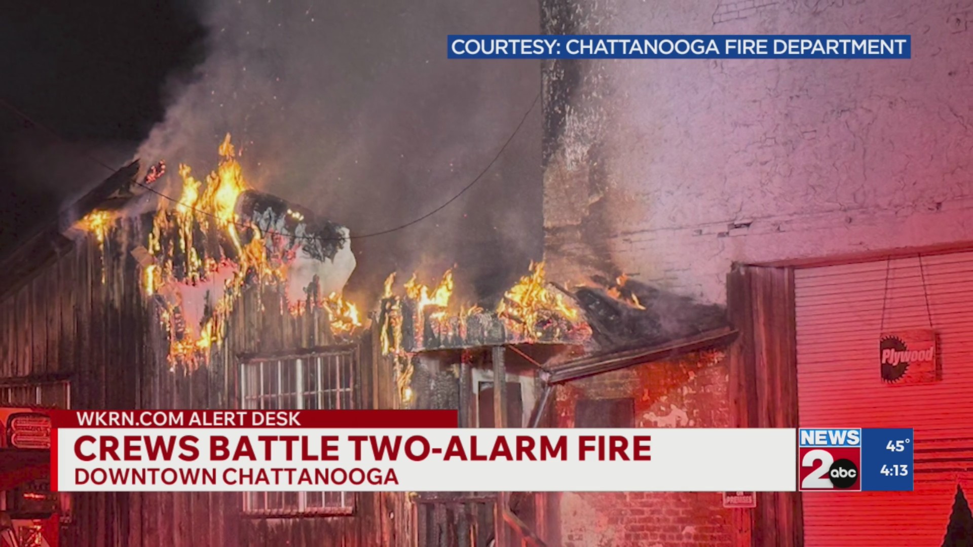 Crews battle two-alarm fire in downtown Chattanooga