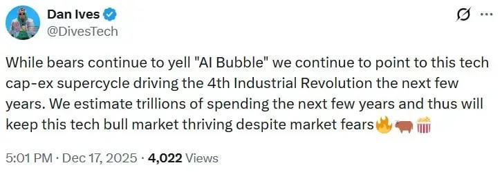 Dan Ives claps back at 'AI bubble' bears, says tech capex supercycle is ...