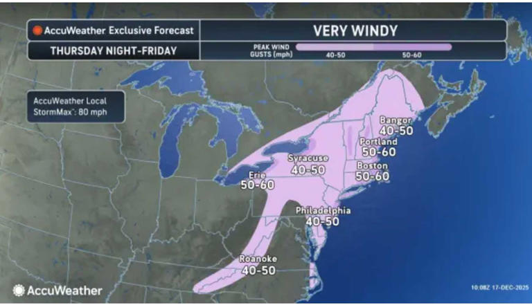 Powerful storm to bring soaking downpours, 40–60 mph wind gusts