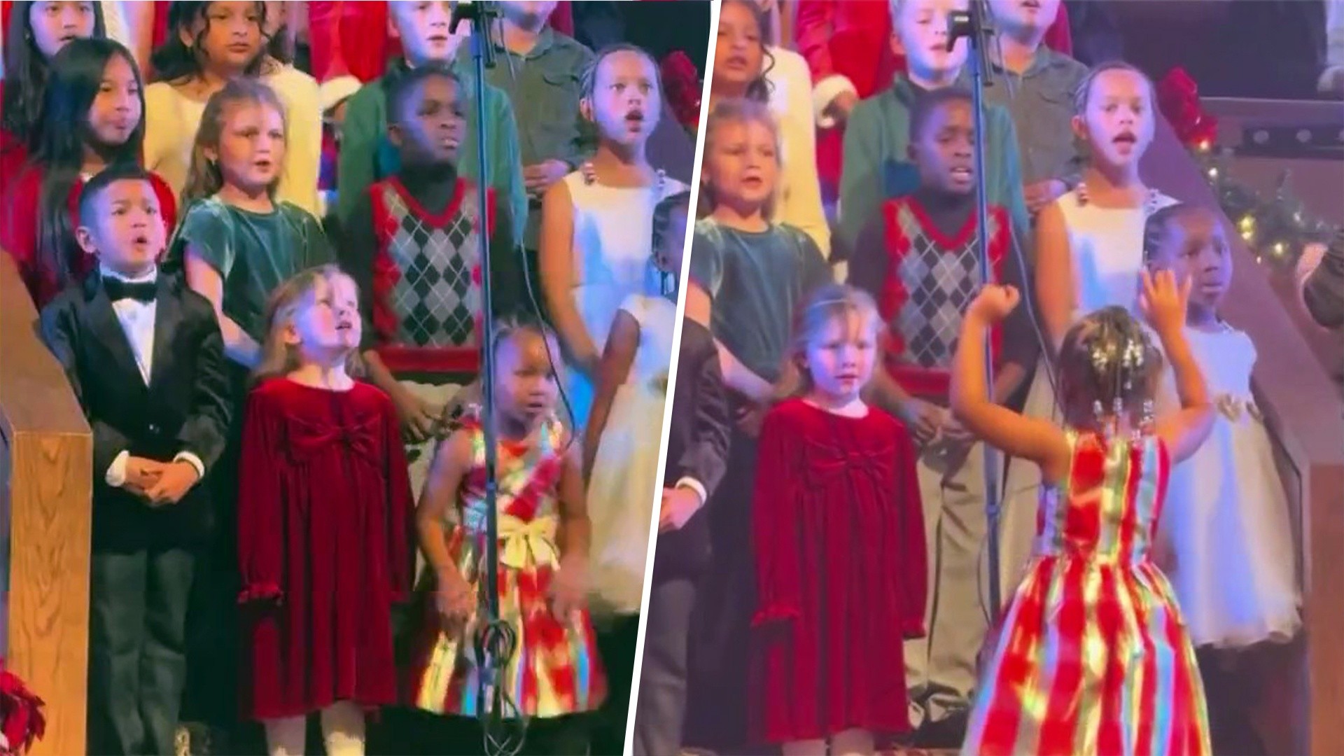 Little girl promotes herself to choir director at holiday concert