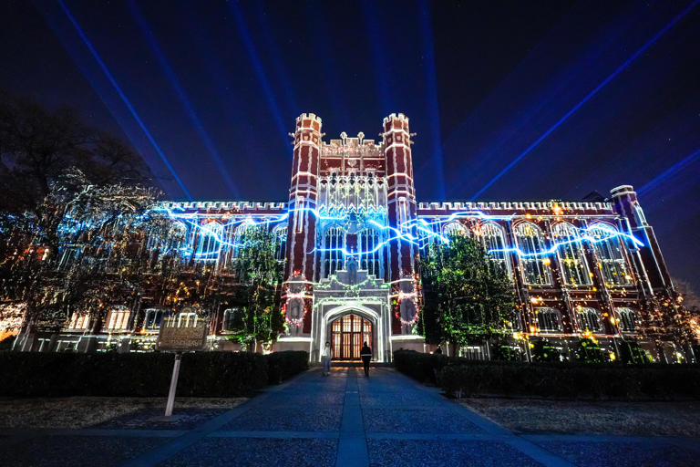 Oklahoma creators light up OU campus with festive holiday projection