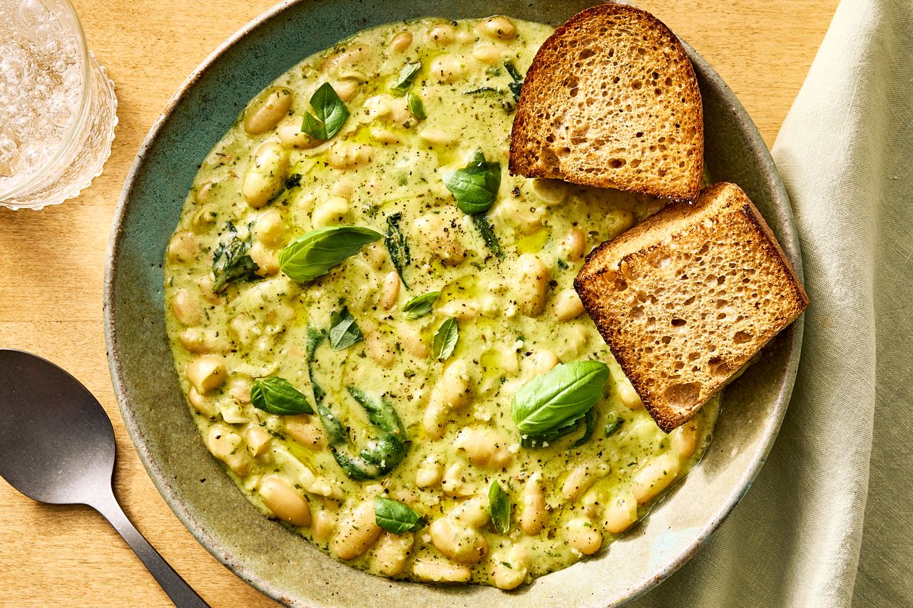 an image of the White Beans with Creamy Pesto Sauce