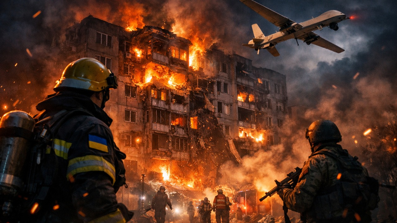 Russian drone strikes Zaporizhzhia apartment in midnight assault