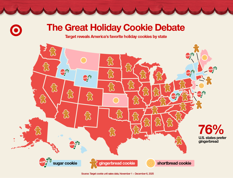 Map reveals America's favorite holiday cookies