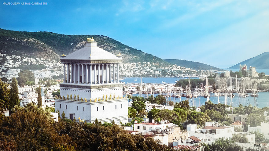 Reconstruction of the Mausoleum at Halicarnassus, one of the forgotten 7 wonders of the ancient world in its prime.