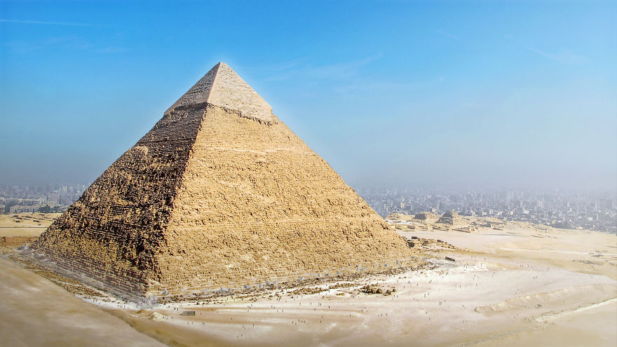 Great Pyramid of Giza under a clear sky, showcasing one of the forgotten 7 wonders of the ancient world.