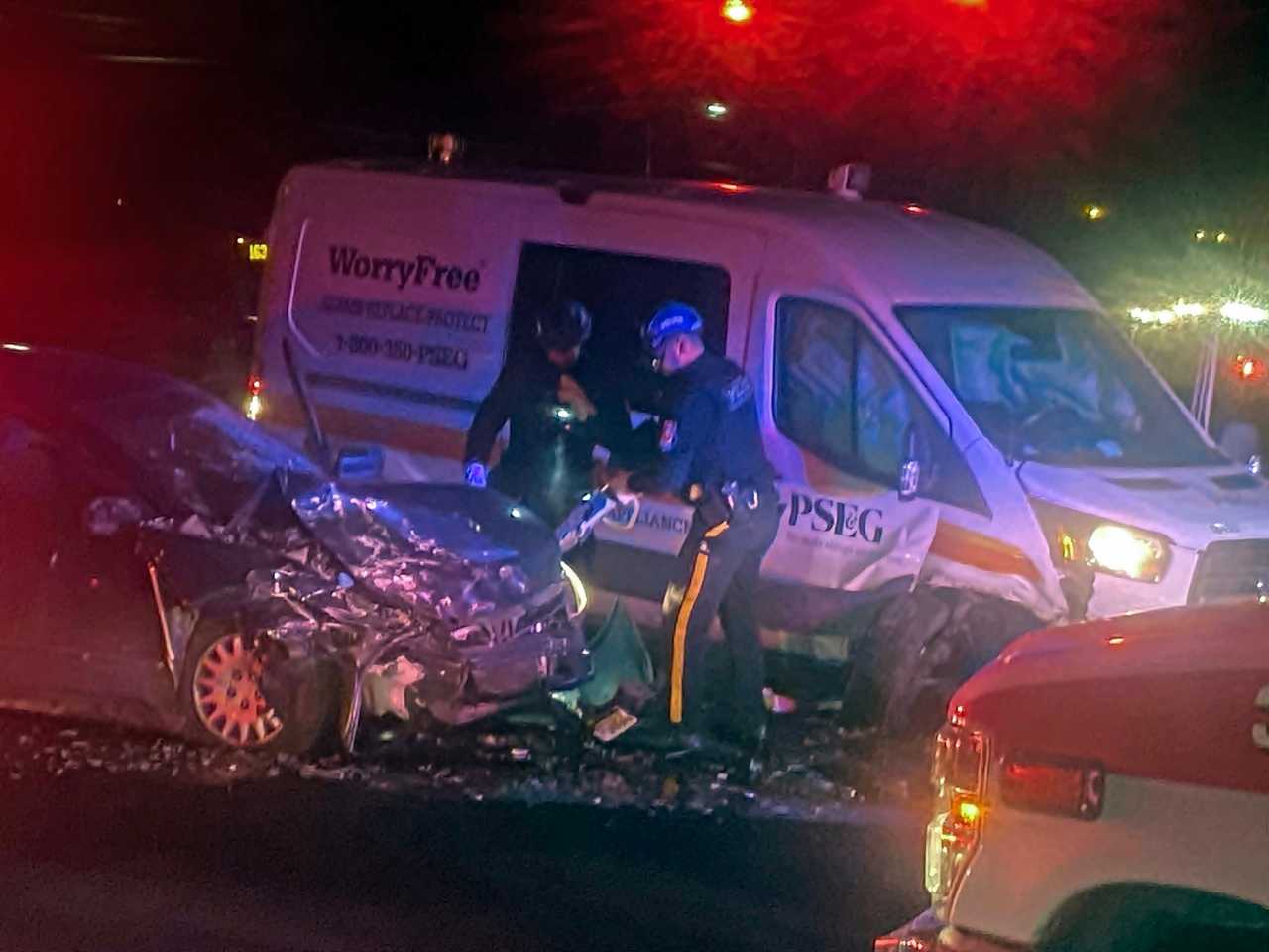 Driver hospitalized after crash with PSE&G truck in Paramus