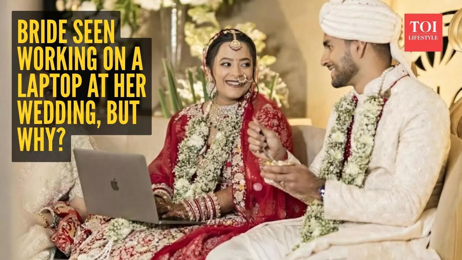 Bride seen working on a laptop at her wedding, but why? Here’s the ...