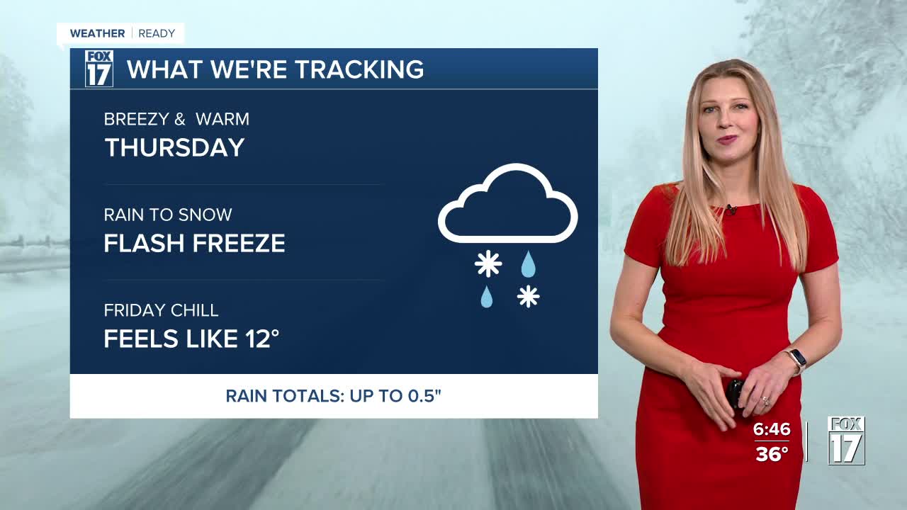 Wednesday late PM forecast: Breezy with rain ahead