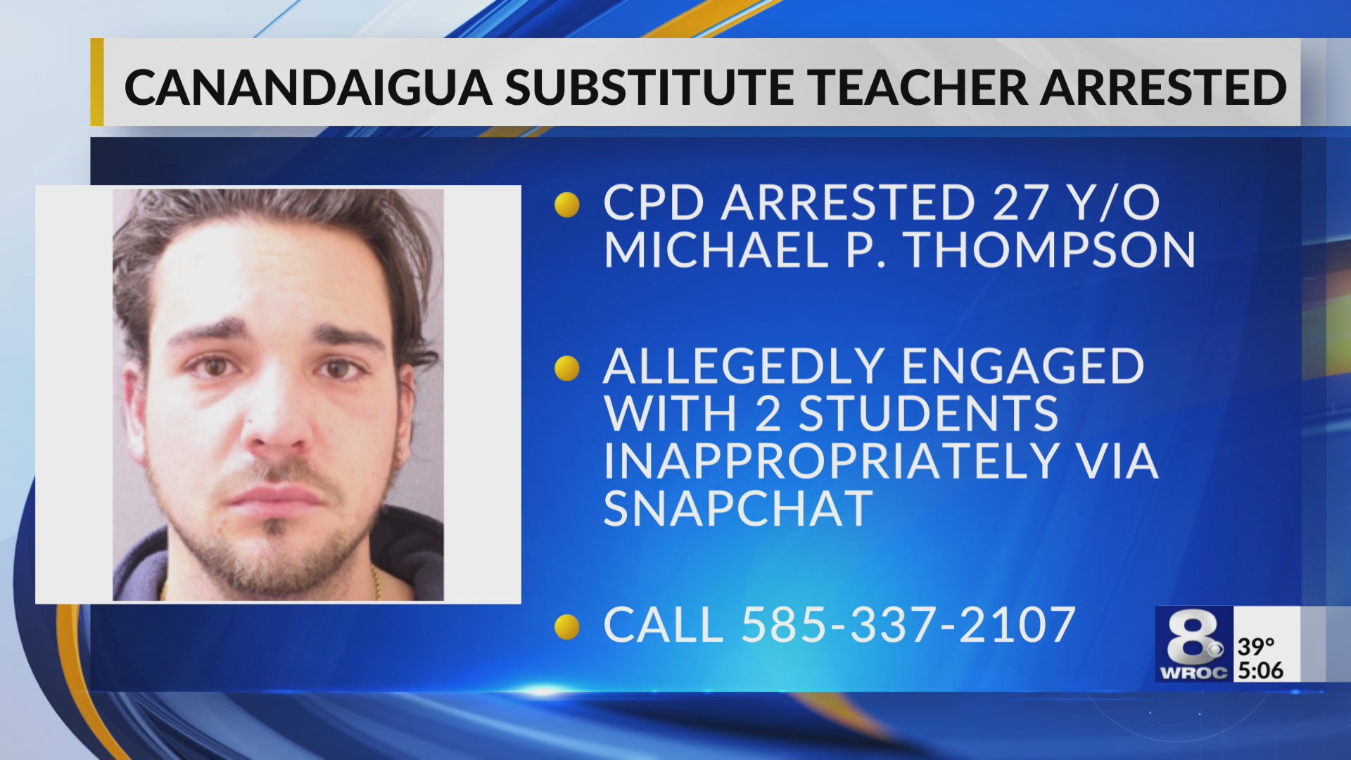 Canandaigua substitute teacher arrested on child endangerment charges