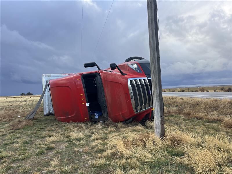 Semi truck flips over on Highway 93 in Filer due to wind