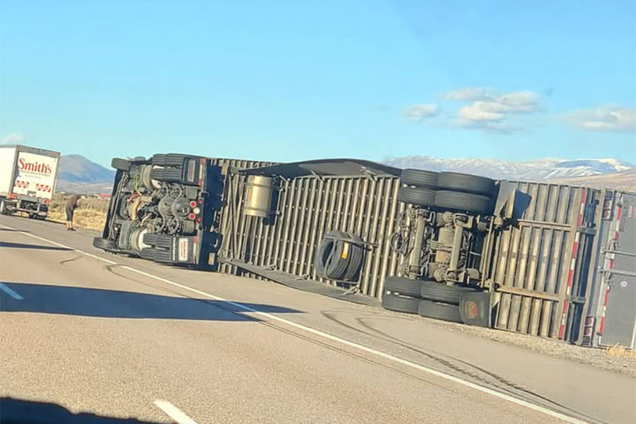 Multiple semi-trucks blown over in this area of Bannock County on Wednesday<br><br>