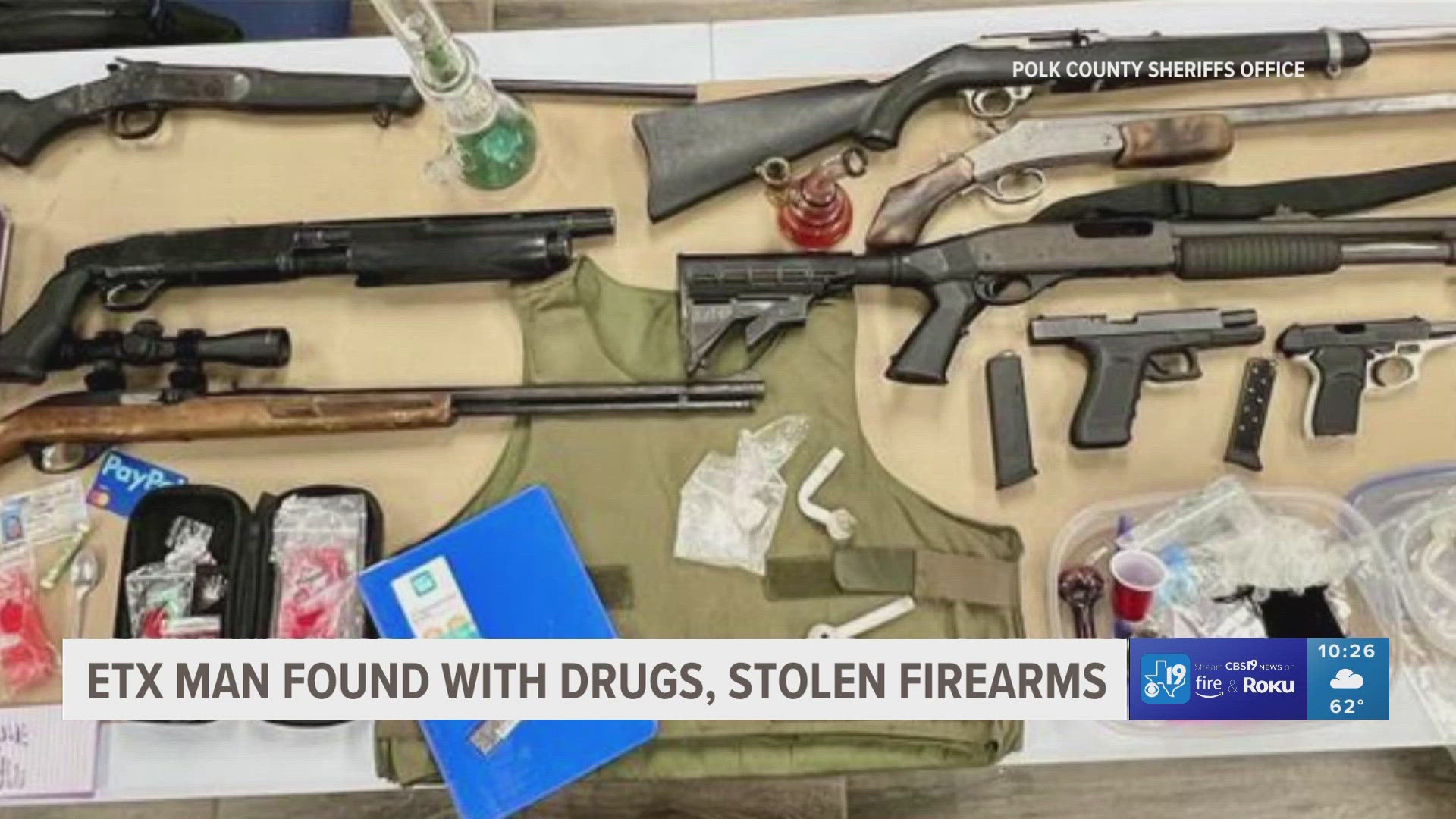 Polk County convicted felon accused of possessing stolen guns, drugs