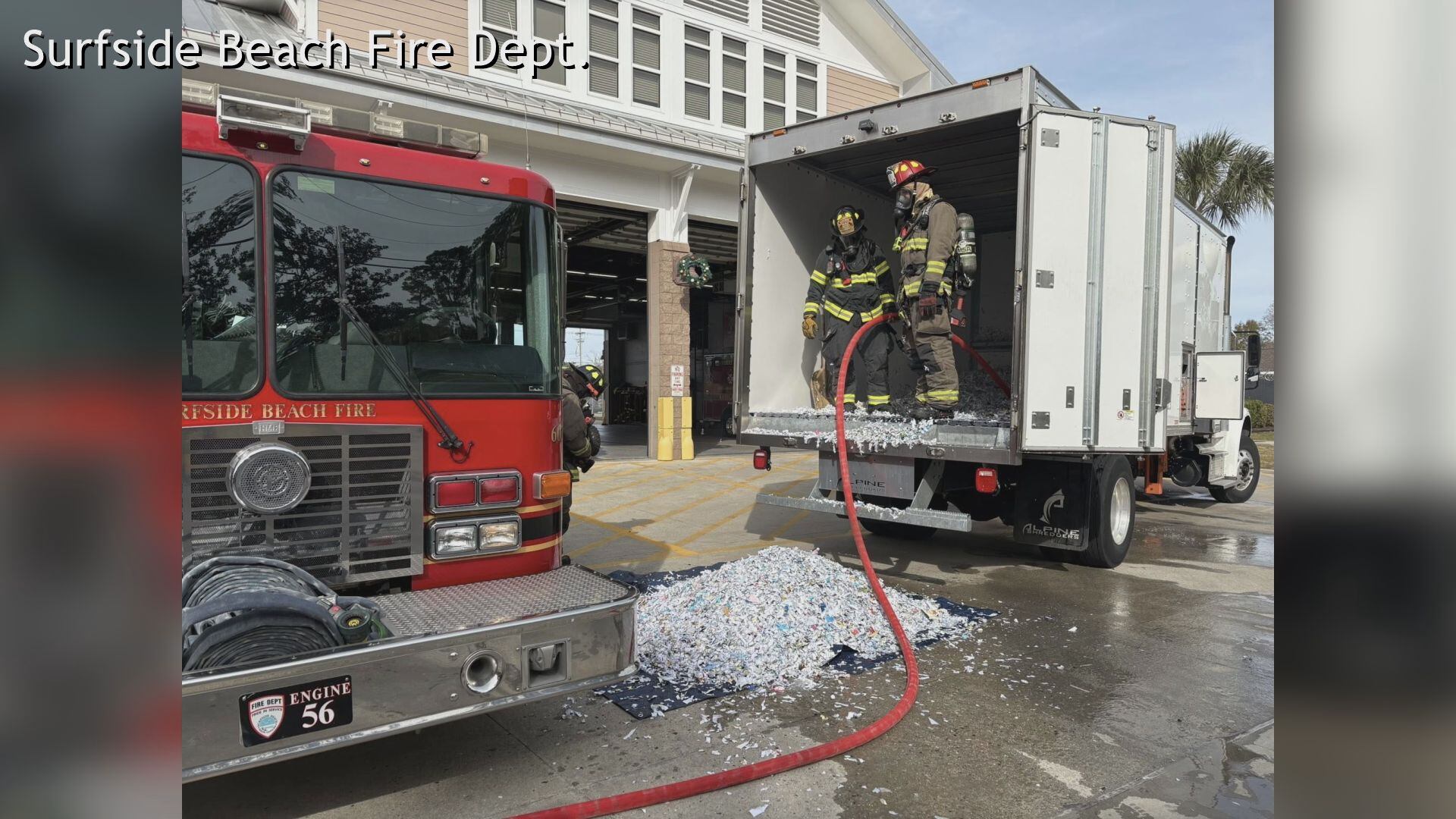 Truck on fire driven to Surfside Beach fire station for