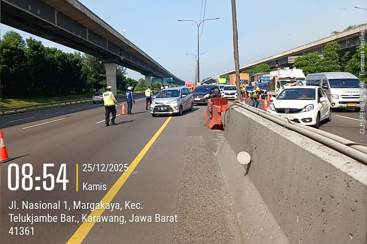 Berlaku, kontraflow di KM 55 hingga 65 Jalan Tol Jakarta-Cikampek
