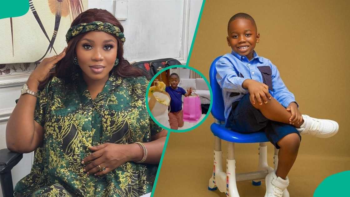 Fans react as Wumi Toriola’s son delivers an unexpected Christmas present