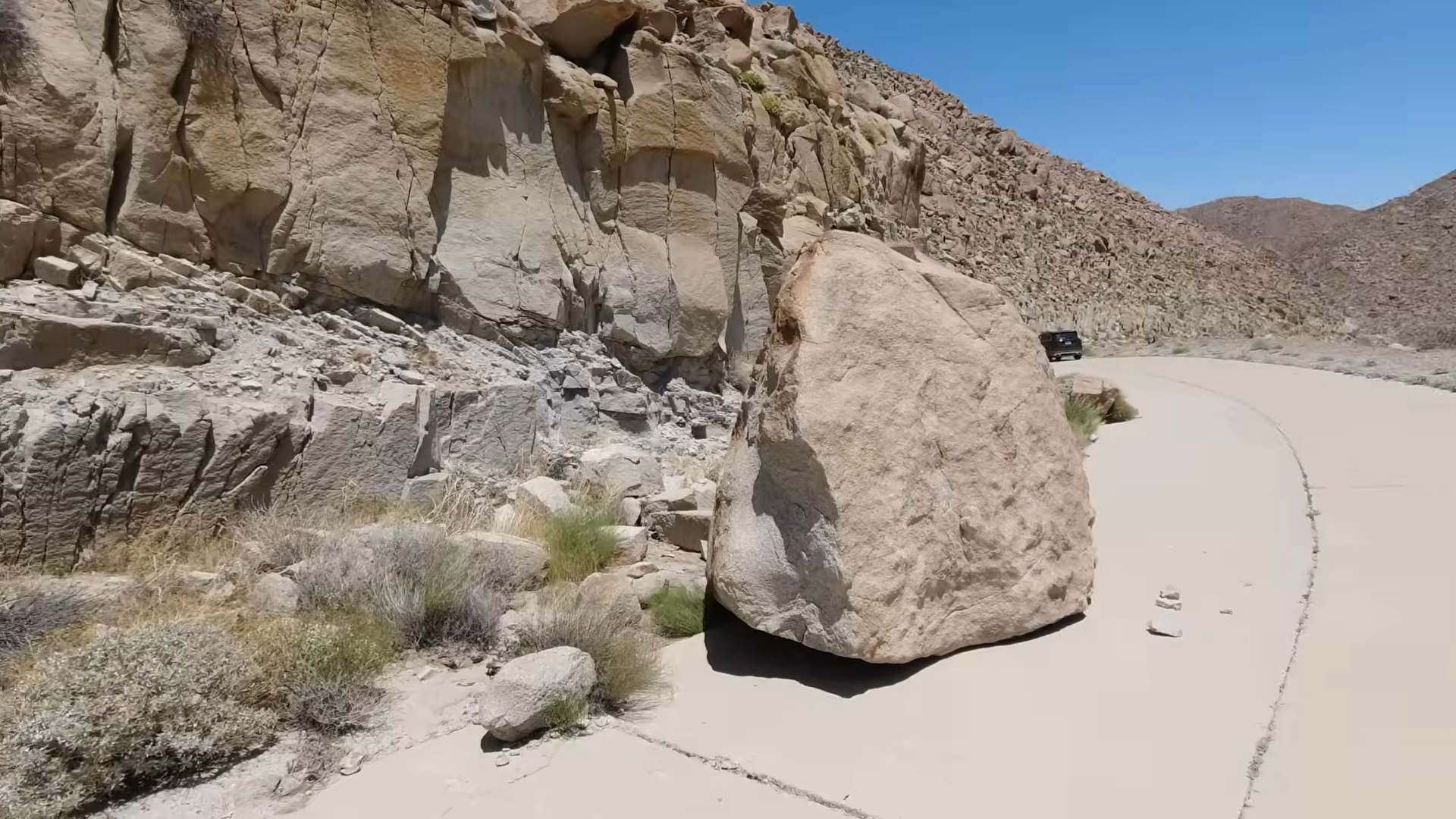 What remains of Highway 80 hidden in the California desert