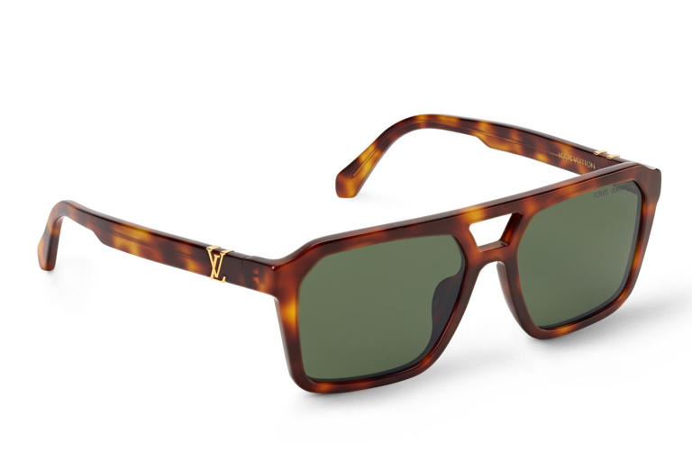 Louis Vuitton ブラウン 四角形 サングラス ルイ・ヴィトンのカラーサングラス、「LV」メタル輝くスクエア型