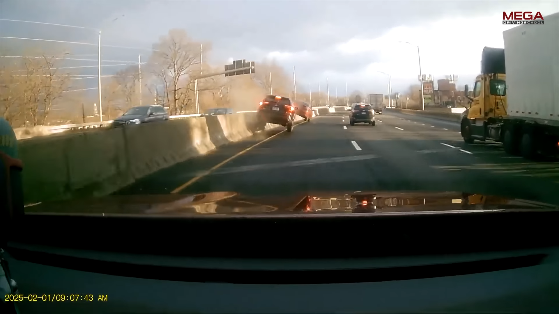 Watch the moments that led to a dangerous road incident