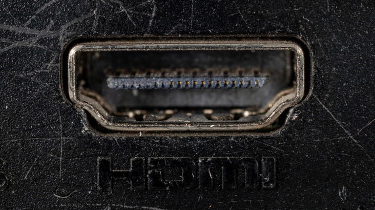 Close-up of dusty HDMI port