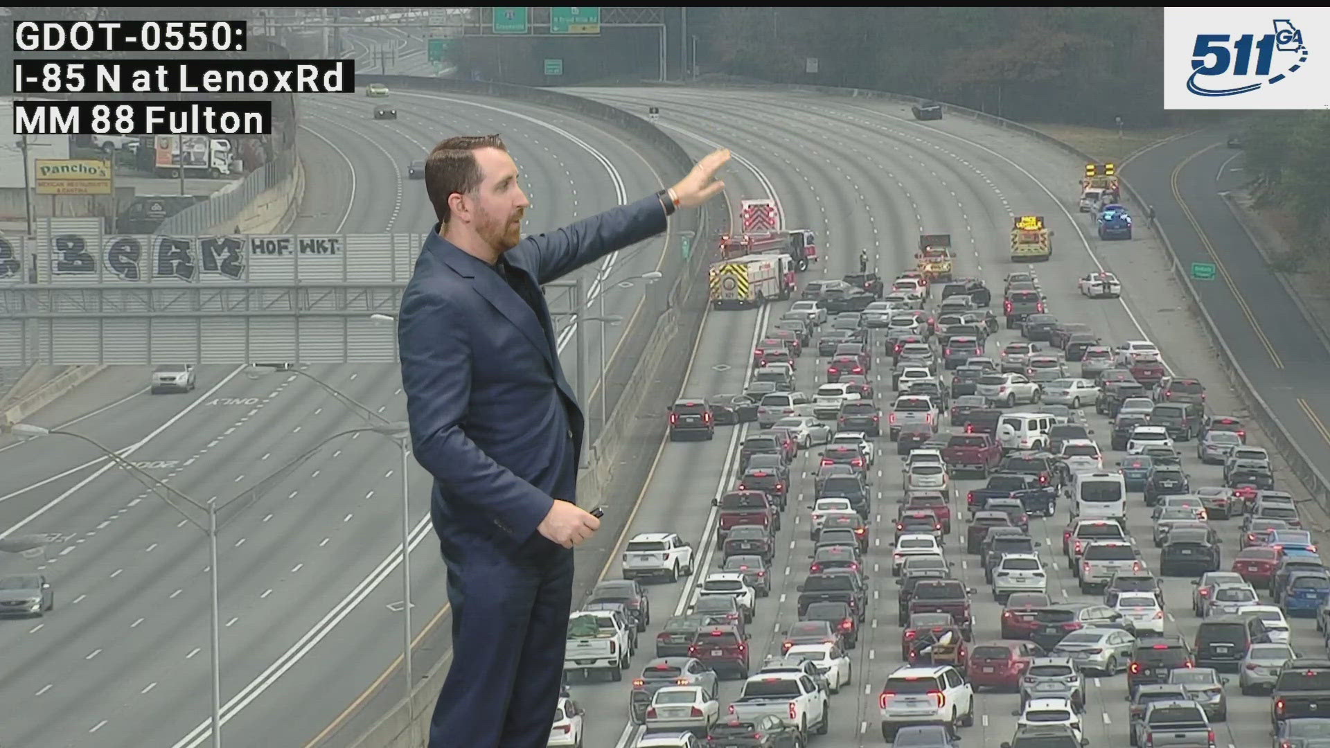 All lanes shut down on I-85 NB in DeKalb Co. on Christmas after crash