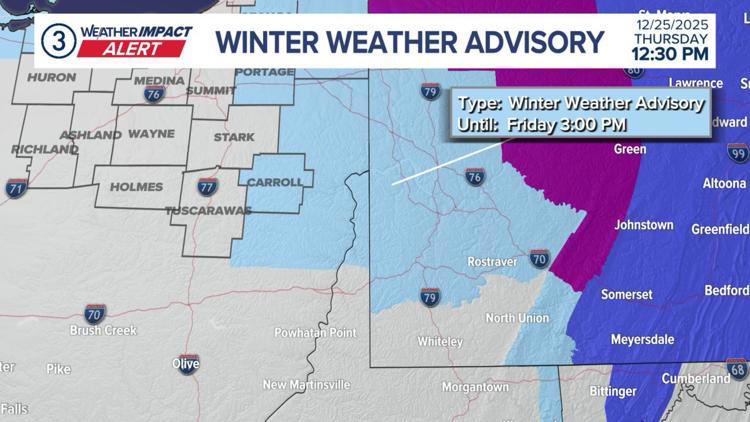 Winter weather advisory issued for multiple Northeast Ohio counties due ...