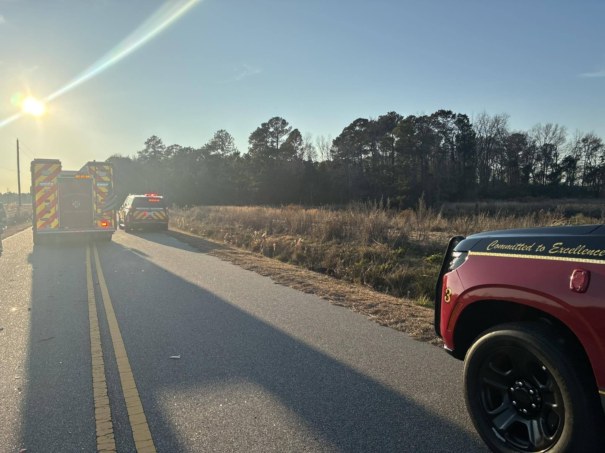 3 taken to hospital, lanes blocked after car flips in Horry County