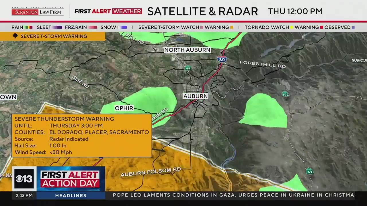 Severe thunderstorm warning issued for parts of Folsom, Rancho Cordova ...