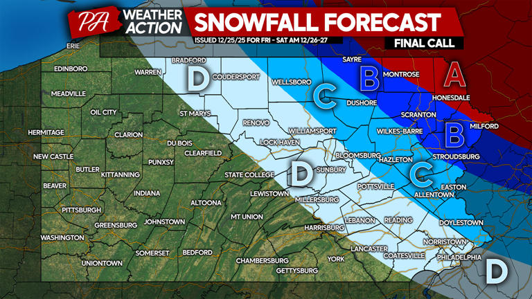 Final call forecast for snow & ice storm hitting Pennsylvania Friday